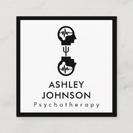 Tarjeta De Visita Cuadrada Negrita Negra y Blanca Psicoterapia Terapia Cerebr