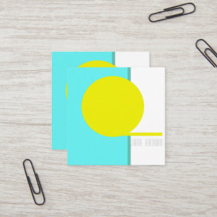 Tarjeta De Visita Cuadrada Negrita Resumen Arte Círculo Turquesa Amarillo Ver