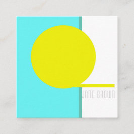 Tarjeta De Visita Cuadrada Negrita Resumen Arte Círculo Turquesa Amarillo Ver