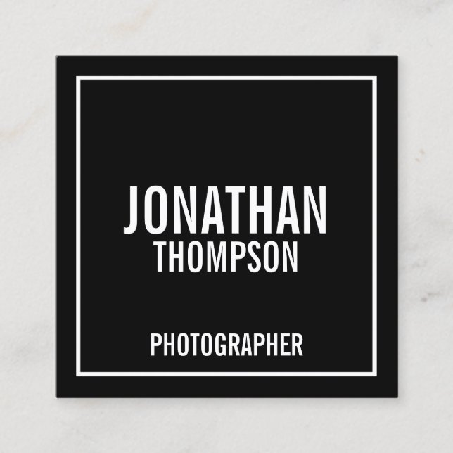 Tarjeta De Visita Cuadrada Negrita y blanco (Anverso)