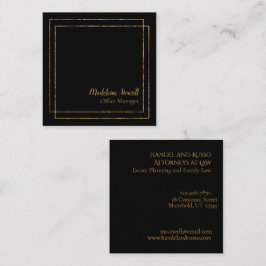 Tarjeta De Visita Cuadrada Negro Con Relieve metalizado dorado Moderno Minima