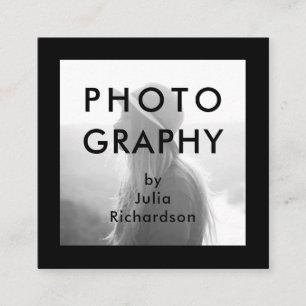 Tarjeta De Visita Cuadrada Negro mínimo el   dos fotos para los fotógrafos