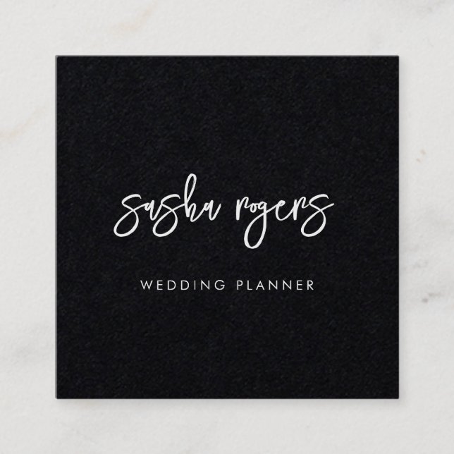 Tarjeta De Visita Cuadrada Negro moderno contemporáneo (Anverso)
