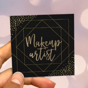 Tarjeta De Visita Cuadrada Negro moderno y oro de la tipografía del artista