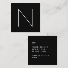 Tarjeta De Visita Cuadrada Negro profesional llano mínimo elegante