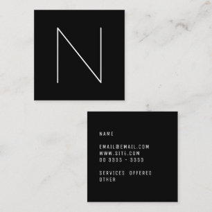 Tarjeta De Visita Cuadrada Negro profesional llano mínimo elegante