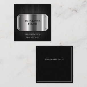 Tarjeta De Visita Cuadrada Negro Y Acero