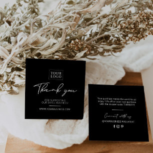 Tarjeta De Visita Cuadrada Negros y blancos sencillos de negocios Gracias por