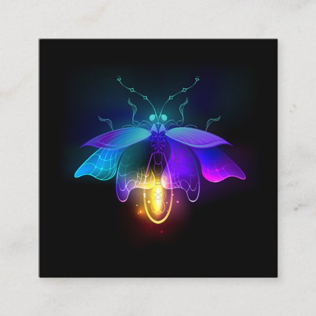 Tarjeta De Visita Cuadrada Neon Firefly en negro (Anverso)