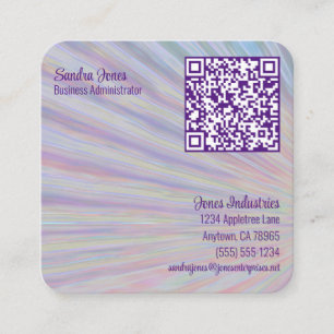 Tarjeta De Visita Cuadrada Neon Swoosh Design QR Code 7 Personalizado de líne