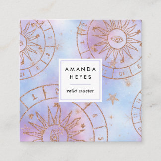 Tarjeta De Visita Cuadrada Neoplasista irlandés Sun Reiki Master Chakra Energ