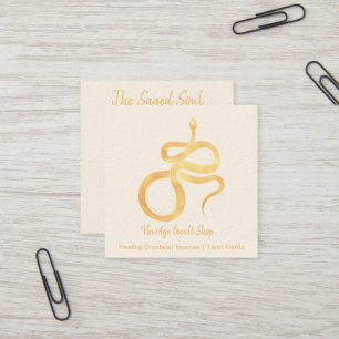 Tarjeta De Visita Cuadrada New Age Occult Shop Gold Snack