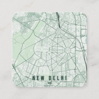 Tarjeta De Visita Cuadrada New Delhi India City Map & Custom Text