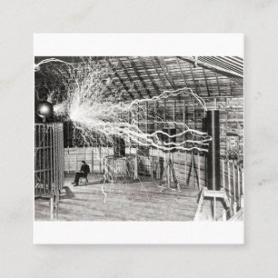 Tarjeta De Visita Cuadrada Nikola Tesla Electricidad