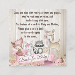 Tarjeta De Visita Cuadrada Niña Bosque Animal Trae un libro Enclosure