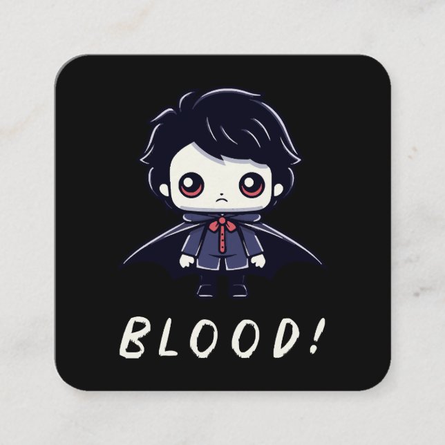 Tarjeta De Visita Cuadrada Niño Vampiro (Anverso)