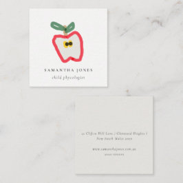 Tarjeta De Visita Cuadrada Niños modernos con mano y fruta de Apple verde roj