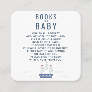 Tarjeta De Visita Cuadrada Niños Náuticos Libros Baby Shower Para Bebés
