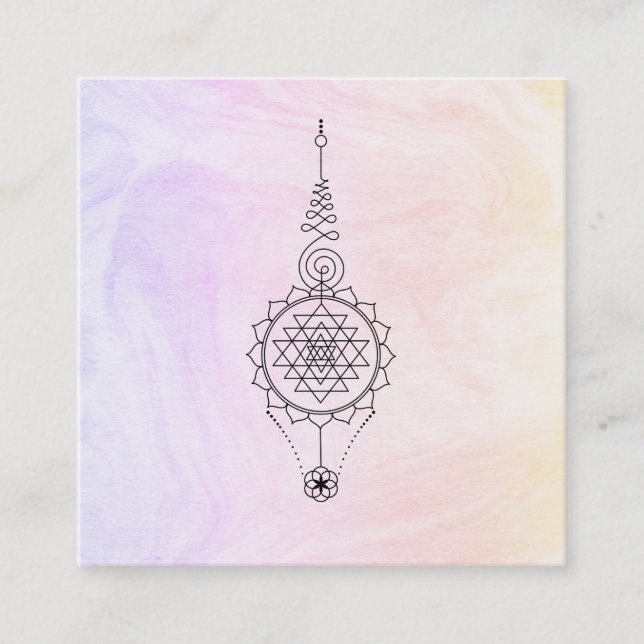 Tarjeta De Visita Cuadrada *~* Nirvana Pastel Mármol Reiki Healing Ombre (Anverso)