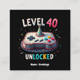 Tarjeta De Visita Cuadrada Nivel 40 Estilo de juego desbloqueado 40 cumpleaño