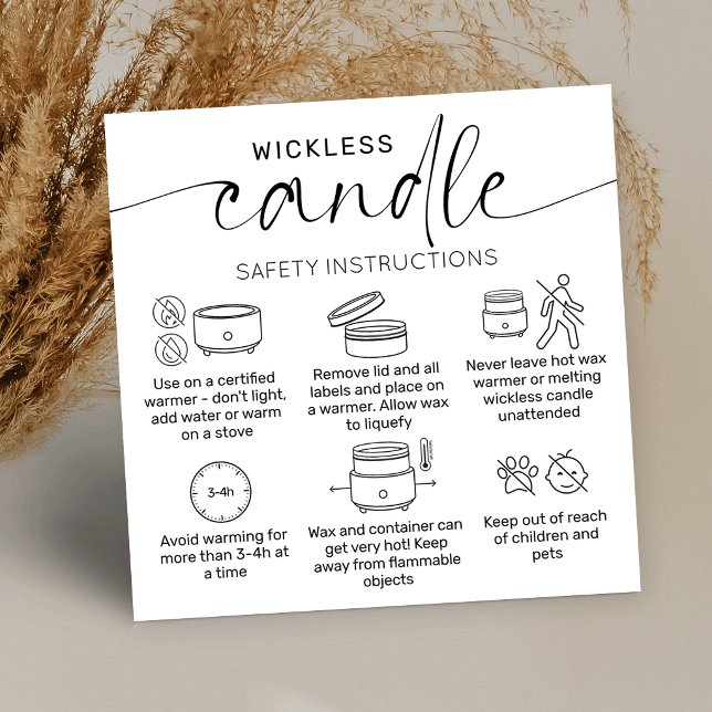 Tarjeta De Visita Cuadrada No Wick Flameless Candle Care Elegant Thank You (Subido por el creador)