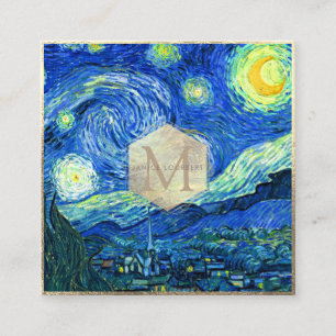 Tarjeta De Visita Cuadrada Noche estrellada de Van Gogh