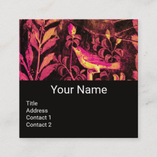 Tarjeta De Visita Cuadrada NOCHE Y ROSAS MONOGRAM Floral negra rosa