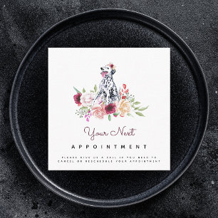 Tarjeta De Visita Cuadrada Nombramiento del Rosa floral Dalmatian Dog Ilustra