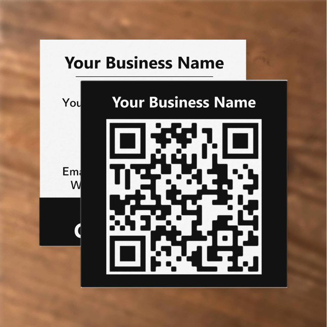 Tarjeta De Visita Cuadrada Nombre comercial más código QR en un (Subido por el creador)