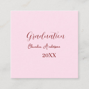 Tarjeta De Visita Cuadrada nombre de graduación clase de 20XX caligrafía malv