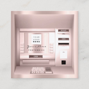 Tarjeta De Visita Cuadrada Nombre de la empresa con el logotipo de ATM Bank C