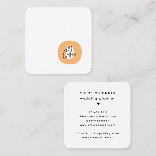 Tarjeta De Visita Cuadrada Nombre del guión inicial del Naranja de minigrama  (Anverso / Reverso)