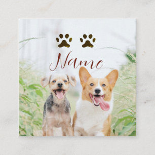 Tarjeta De Visita Cuadrada nombre mascota animal perro gato pata simple foto 