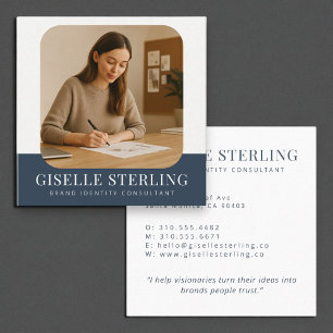 Tarjeta De Visita Cuadrada Nombre mínimo de la compañía profesional Navy Blue