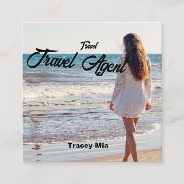 Tarjeta De Visita Cuadrada Nombre personalizado del agente de viajes (Anverso)