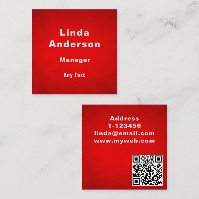 Tarjeta De Visita Cuadrada Nombre personalizado profesional de código QR (Anverso / Reverso)
