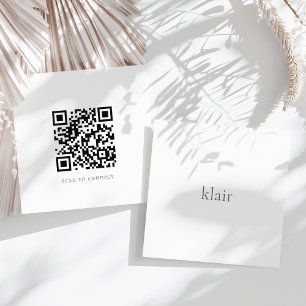 Tarjeta De Visita Cuadrada Nombre ultra mínimo y código QR