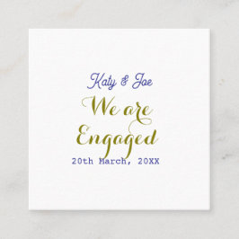 Tarjeta De Visita Cuadrada Nos comprometemos nombre fecha elegante oro púrpur