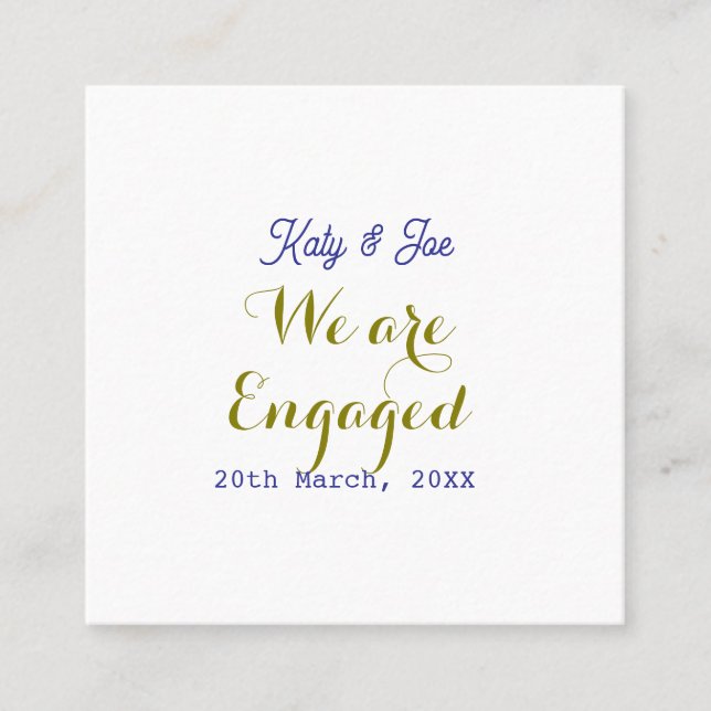 Tarjeta De Visita Cuadrada Nos comprometemos nombre fecha elegante oro púrpur (Anverso)