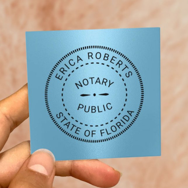 Tarjeta De Visita Cuadrada Notario sello público moderno azul (Subido por el creador)