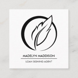 Tarjeta De Visita Cuadrada Notary Loan Siging Agent Modern Black & White