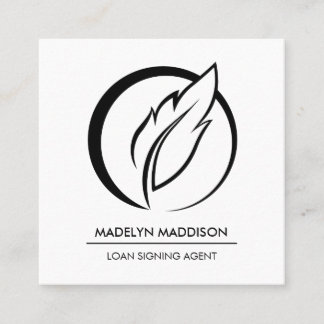Tarjeta De Visita Cuadrada Notary Loan Siging Agent Modern Black & White
