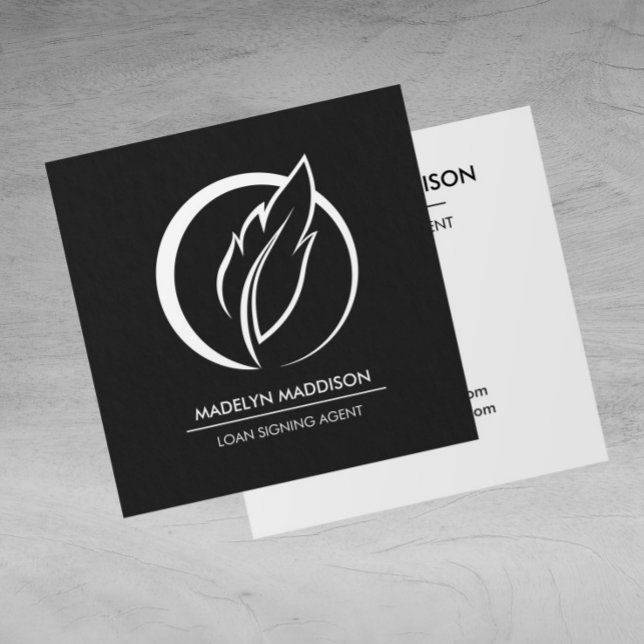 Tarjeta De Visita Cuadrada Notary Loan Siging Agent Modern Dark Gray (Subido por el creador)