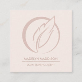 Tarjeta De Visita Cuadrada Notary Loan Signing Agent Modern Rosa