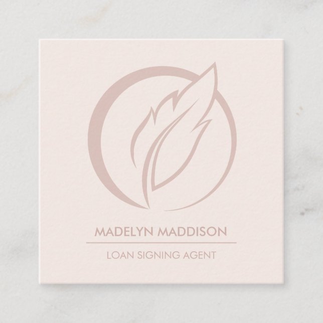 Tarjeta De Visita Cuadrada Notary Loan Signing Agent Modern Rosa (Anverso)