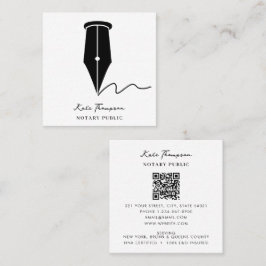 Tarjeta De Visita Cuadrada Notary Signing Agent Calligraphy QR Code