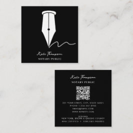 Tarjeta De Visita Cuadrada Notary Signing Agent Calligraphy QR Code Black