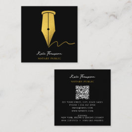 Tarjeta De Visita Cuadrada Notary Signing Agent Calligraphy QR Code Gold