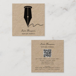 Tarjeta De Visita Cuadrada Notary Signing Agent Calligraphy Rustic Kraft