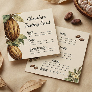 Tarjeta De Visita Cuadrada Notas de degustación de chocolate artesanal vintag